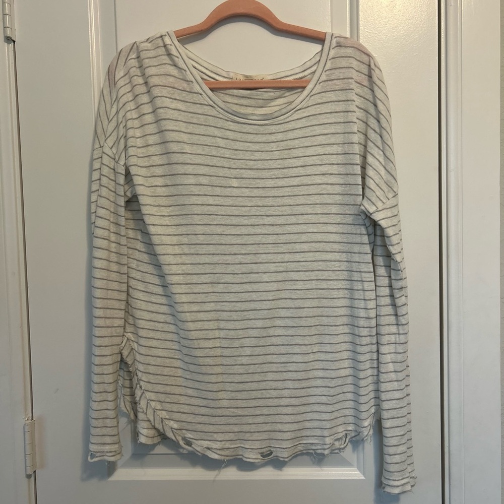 Lovestitch Striped Gray Long Sleeve Top